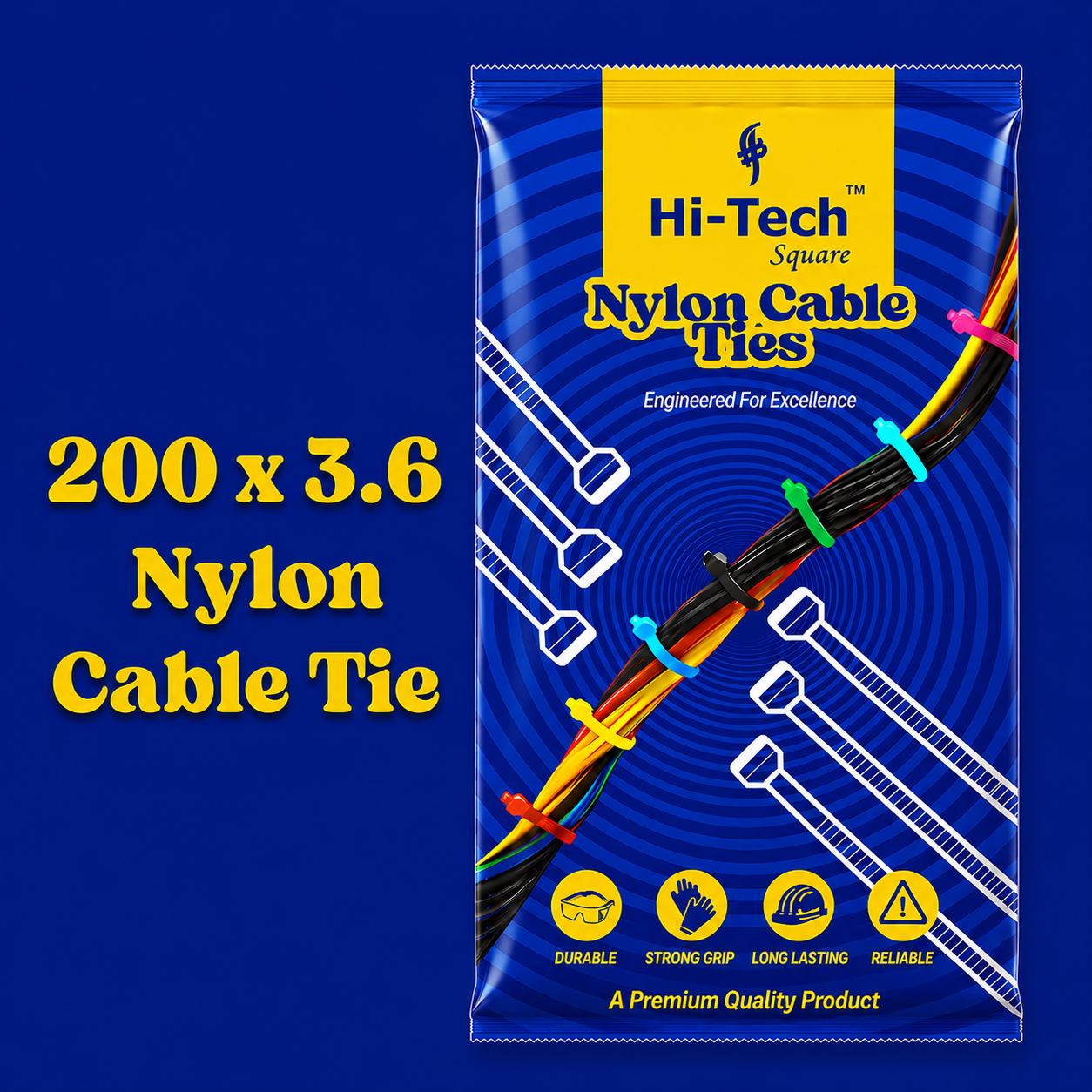 HI-TECH 200*3.6 CABLE TIE - 100 PCS (180PKT)